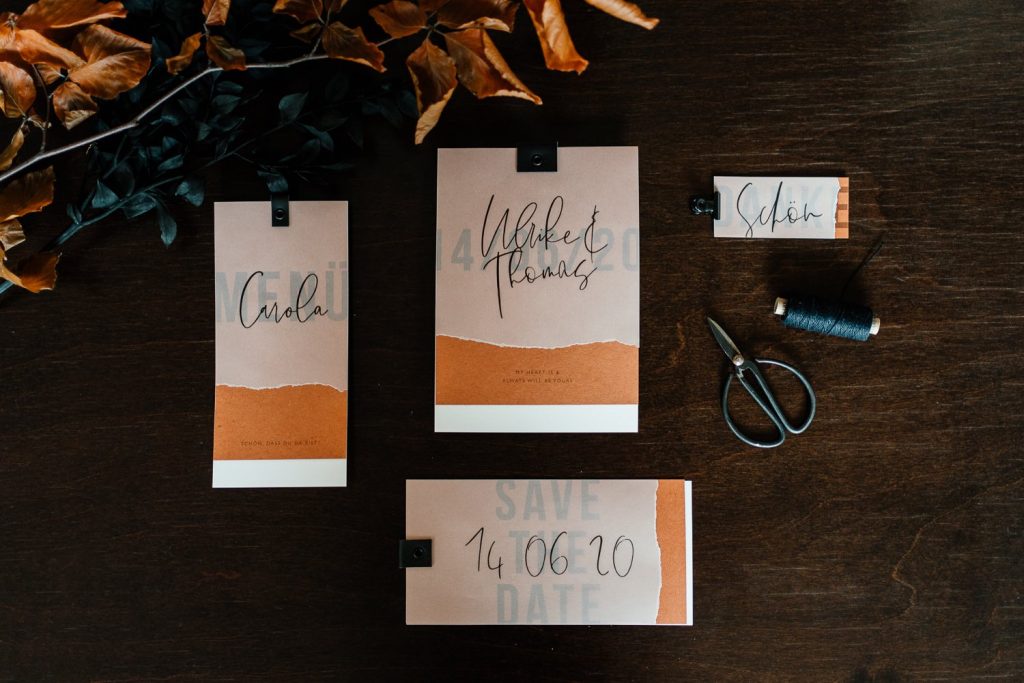 Papeterie für die Hochzeit in Orange